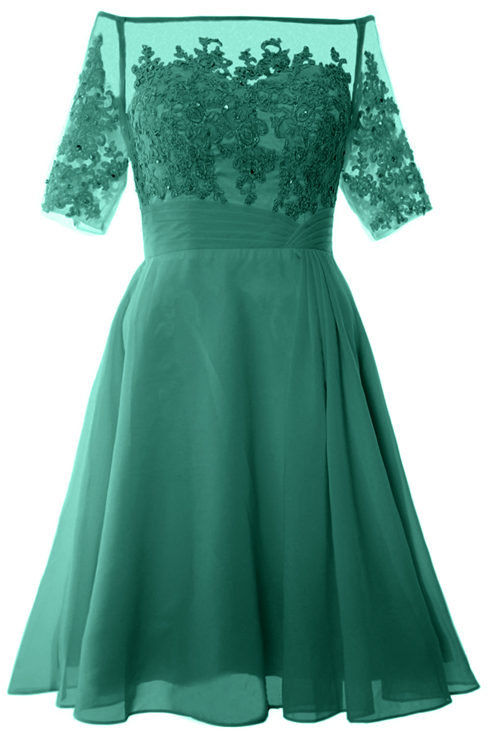 MACloth Damen Schulterfreies, kurzes Kleid für die Brautmutter, Cocktailkleid