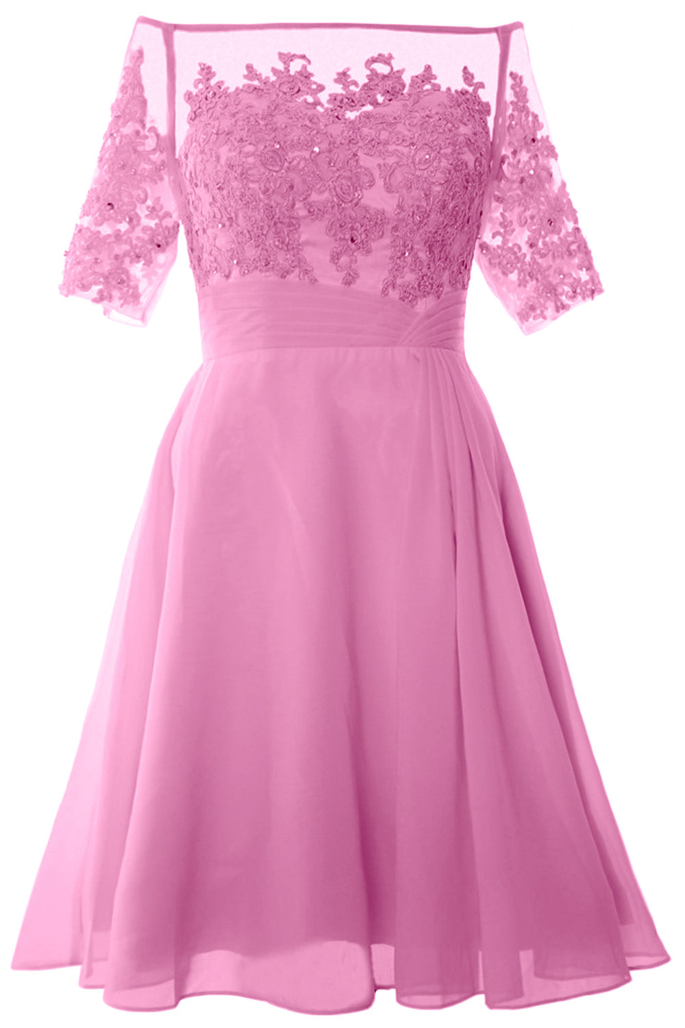 MACloth Damen Schulterfreies, kurzes Kleid für die Brautmutter, Cocktailkleid