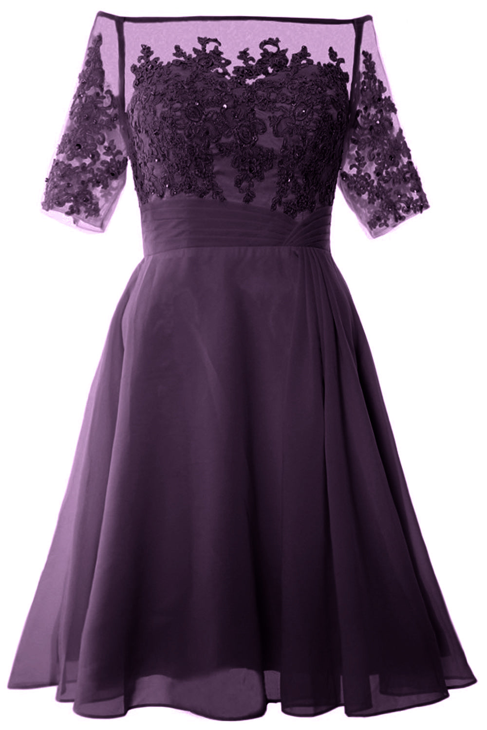 MACloth Damen Schulterfreies, kurzes Kleid für die Brautmutter, Cocktailkleid