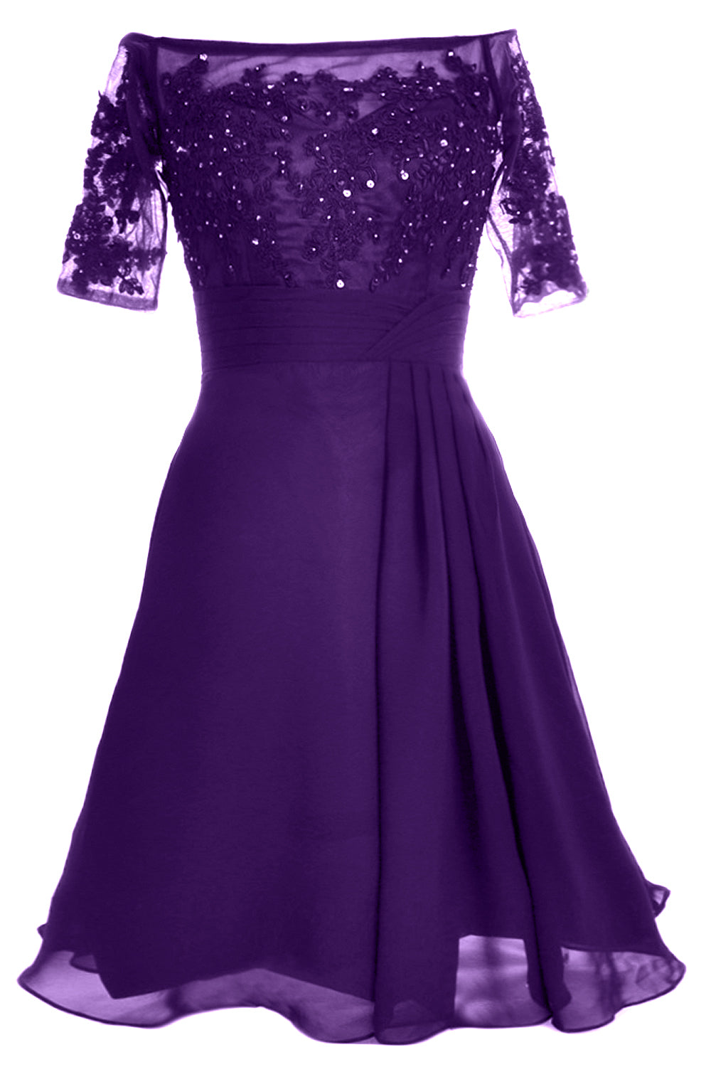 MACloth Damen Schulterfreies, kurzes Kleid für die Brautmutter, Cocktailkleid