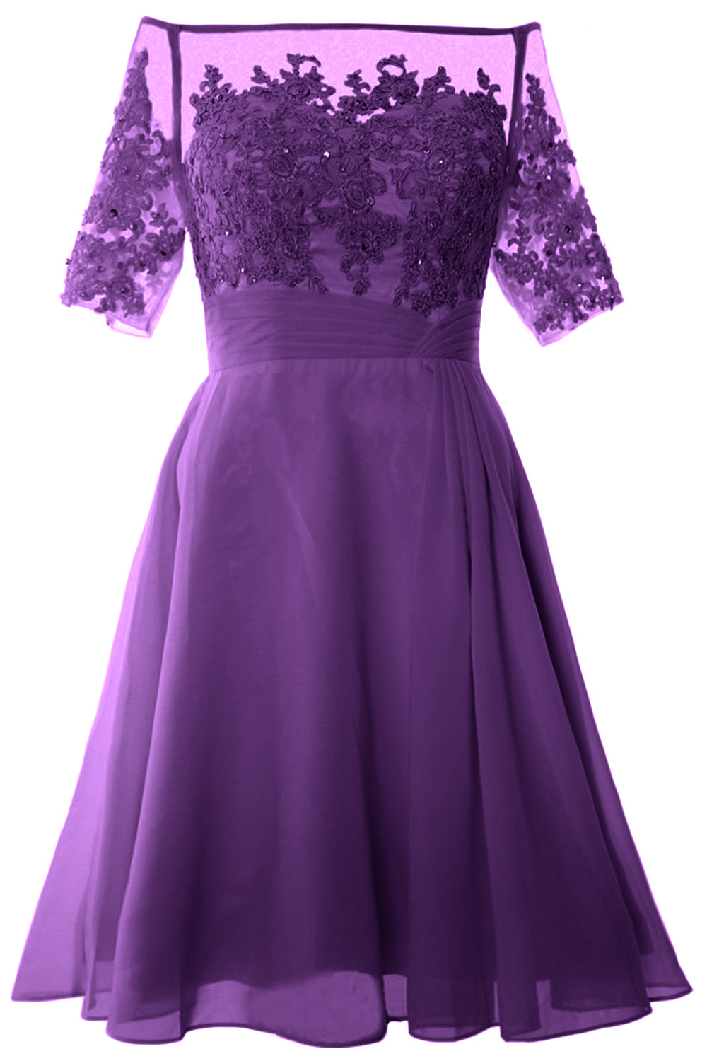 MACloth Damen Schulterfreies, kurzes Kleid für die Brautmutter, Cocktailkleid