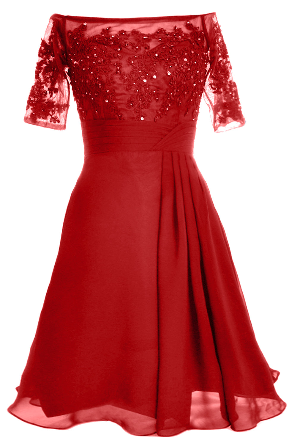 MACloth Damen Schulterfreies, kurzes Kleid für die Brautmutter, Cocktailkleid