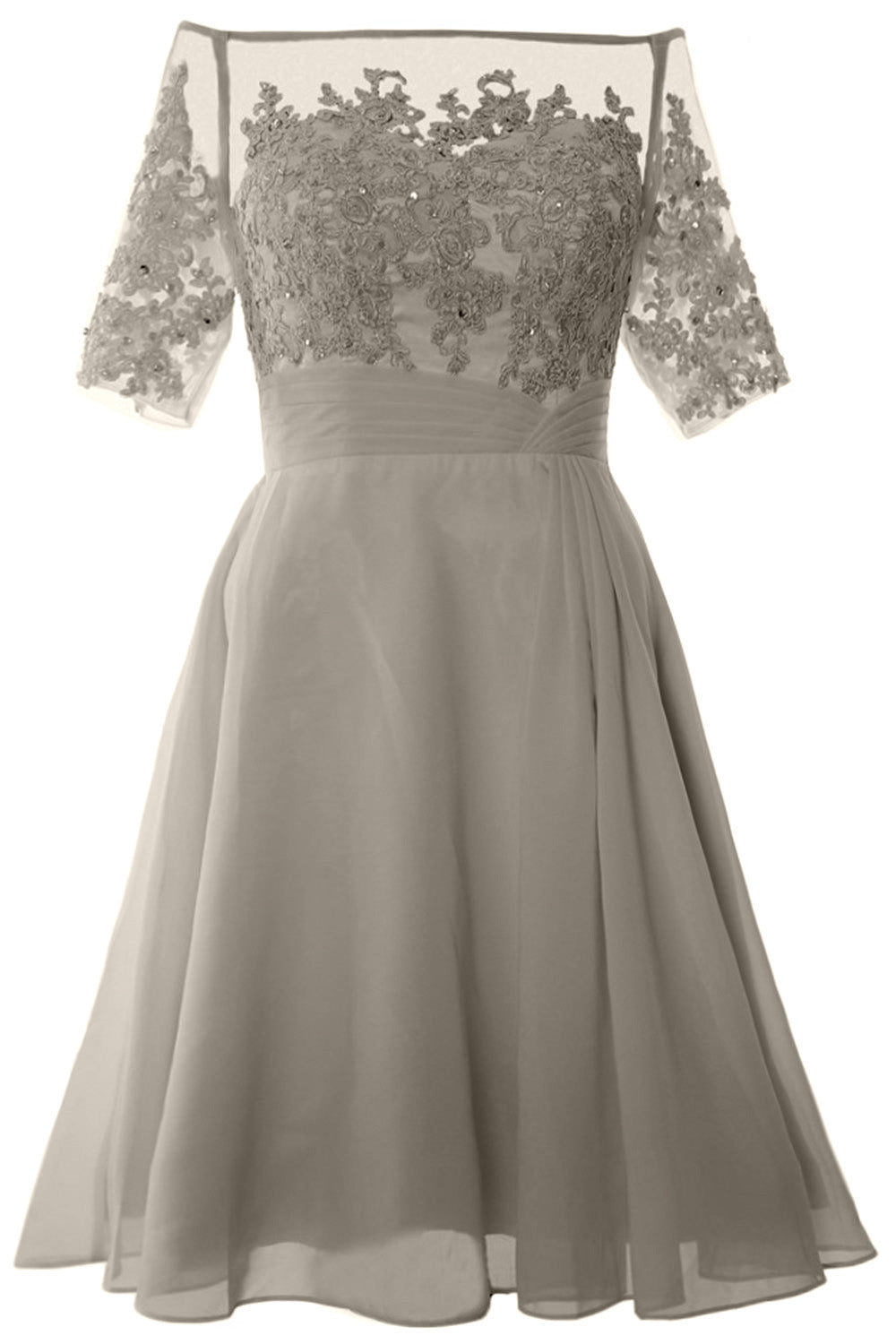 MACloth Damen Schulterfreies, kurzes Kleid für die Brautmutter, Cocktailkleid