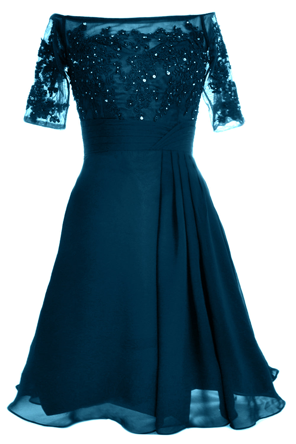 MACloth Damen Schulterfreies, kurzes Kleid für die Brautmutter, Cocktailkleid