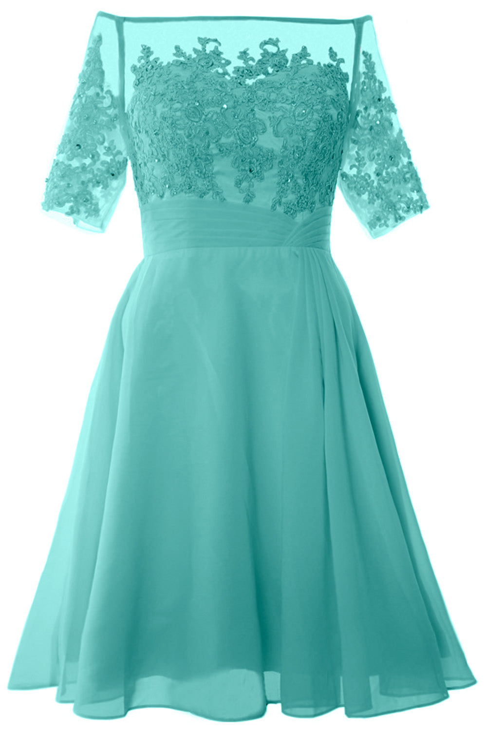 MACloth Damen Schulterfreies, kurzes Kleid für die Brautmutter, Cocktailkleid