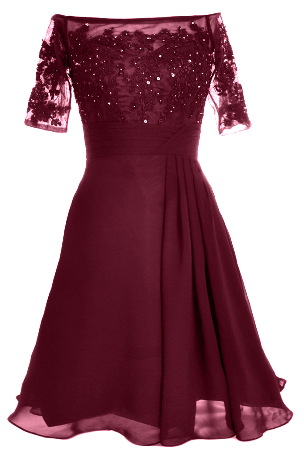 MACloth Damen Schulterfreies, kurzes Kleid für die Brautmutter, Cocktailkleid