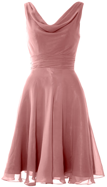 MACloth Elegant Cowl Neck Cocktail Dress Short Wedding Party Bridesmaid Gown