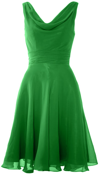 MACloth Elegant Cowl Neck Cocktail Dress Short Wedding Party Bridesmaid Gown