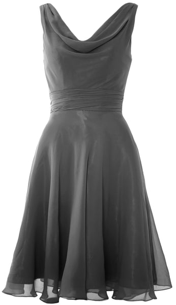 MACloth Elegant Cowl Neck Cocktail Dress Short Wedding Party Bridesmaid Gown