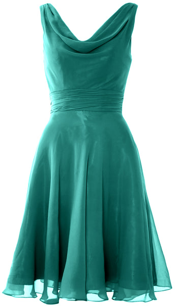 MACloth Elegant Cowl Neck Cocktail Dress Short Wedding Party Bridesmaid Gown