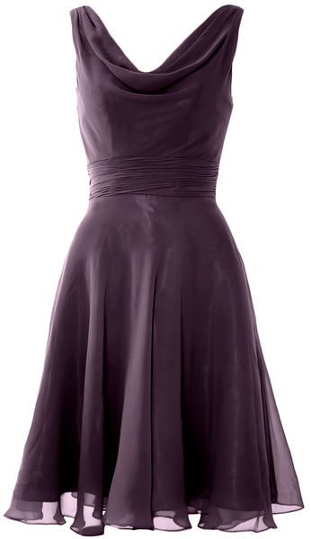 MACloth Elegant Cowl Neck Cocktail Dress Short Wedding Party Bridesmaid Gown