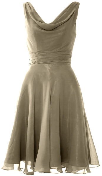 MACloth Elegant Cowl Neck Cocktail Dress Short Wedding Party Bridesmaid Gown