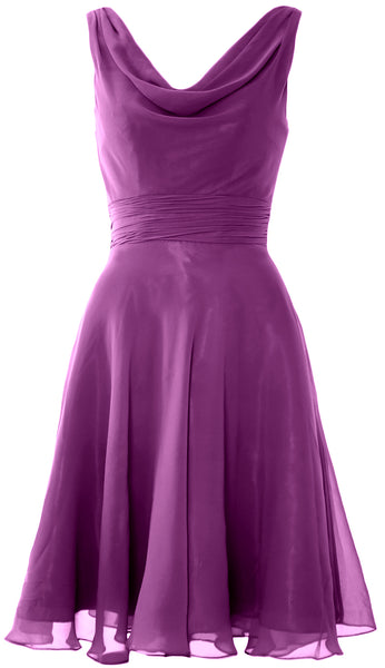 MACloth Elegant Cowl Neck Cocktail Dress Short Wedding Party Bridesmaid Gown