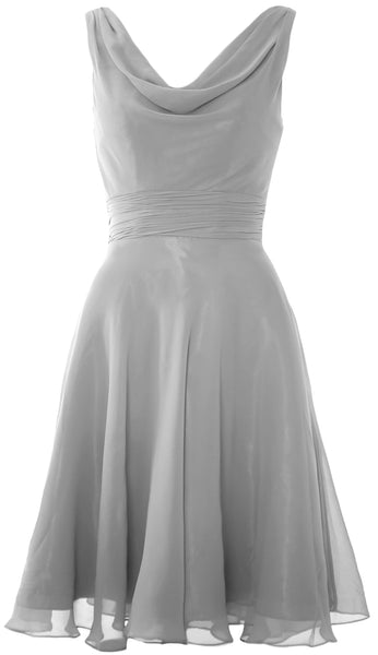 MACloth Elegant Cowl Neck Cocktail Dress Short Wedding Party Bridesmaid Gown
