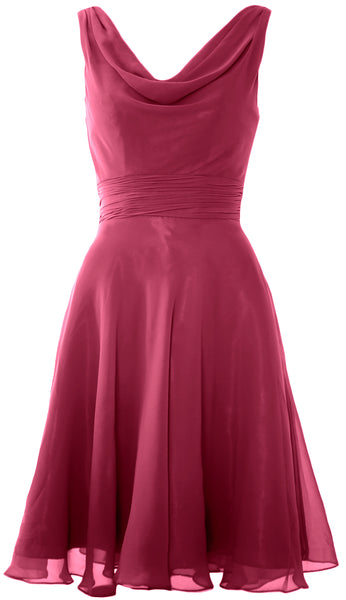 MACloth Elegant Cowl Neck Cocktail Dress Short Wedding Party Bridesmaid Gown