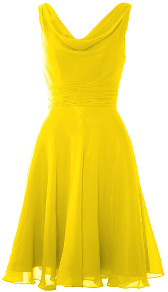 MACloth Elegant Cowl Neck Cocktail Dress Short Wedding Party Bridesmaid Gown