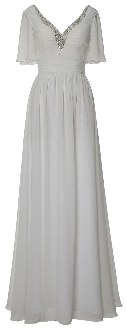 MACloth Mujeres Cuello en V Media Manga Vestidos Largos de Fiesta de Boda Dama de Honor Madre de la Novia Vestido de Noche Formal