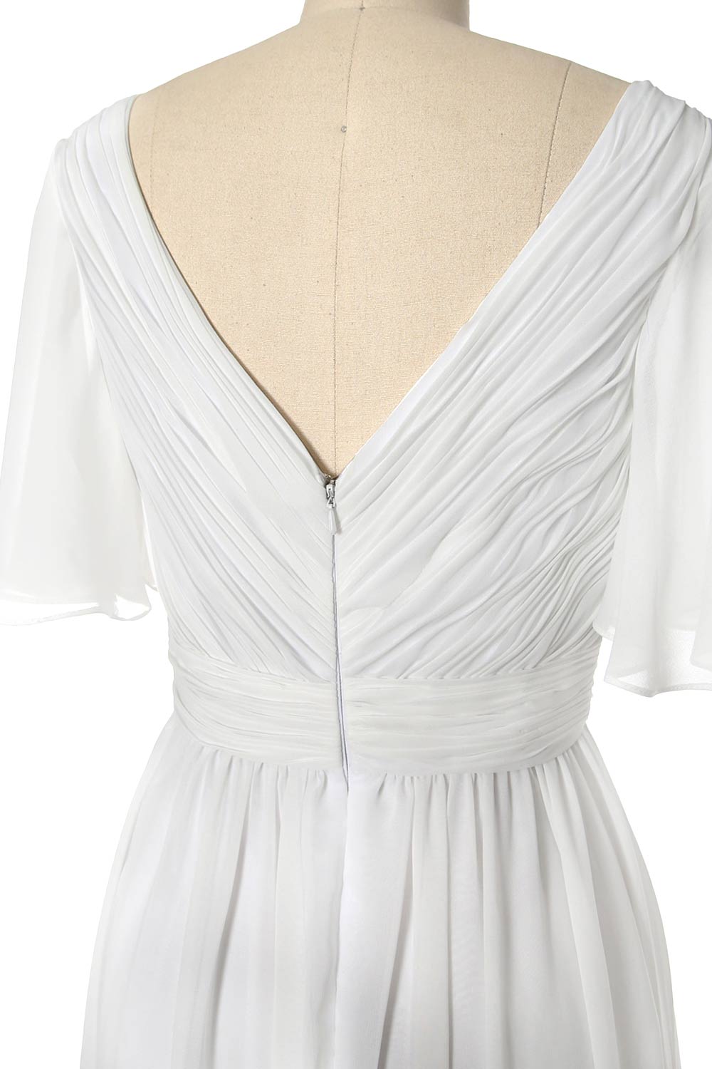 MACloth Women V Neck Half Sleeves Long Wedding Party Dresses Bridesmaid Mother of Bride Formal Evening Gown