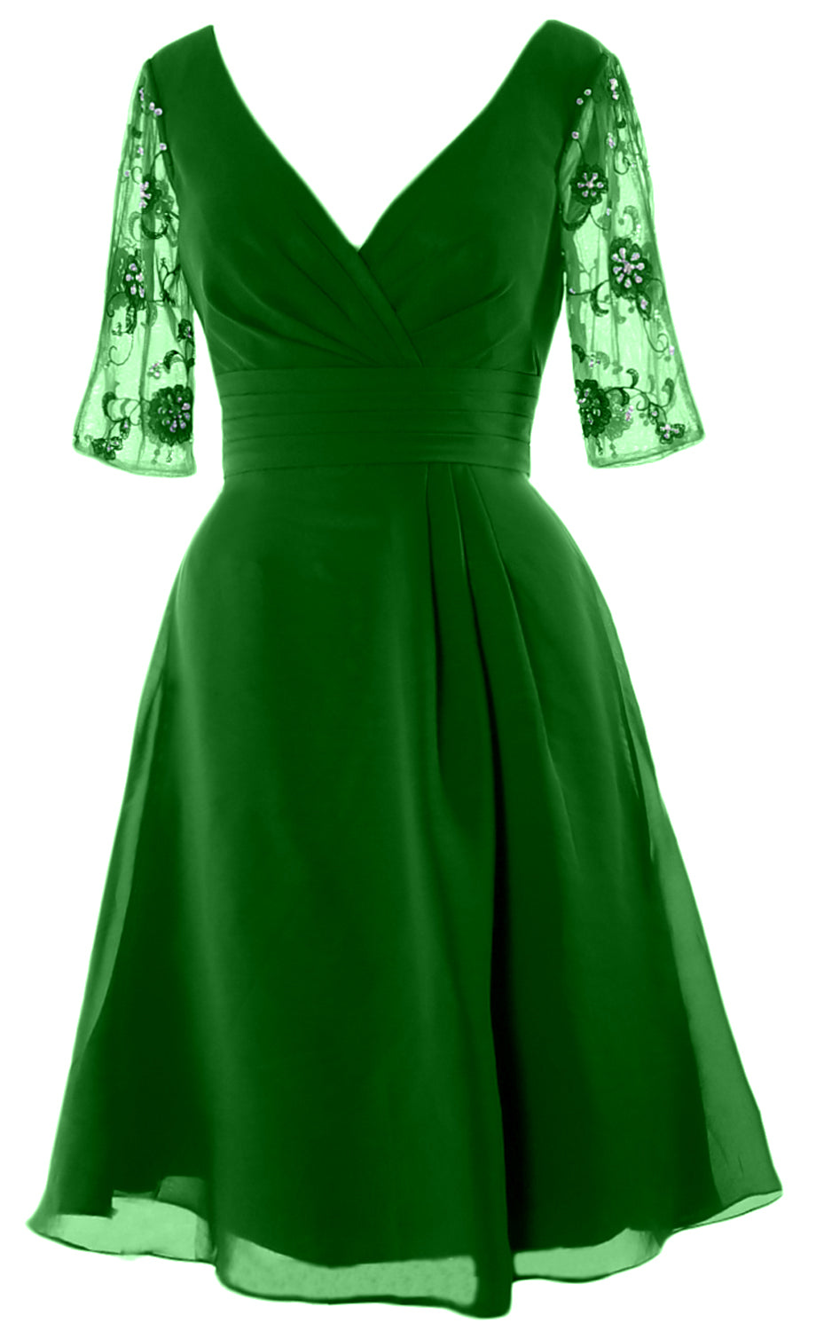 MACloth Damen Cocktailkleid mit halblangen Ärmeln und V-Ausschnitt, kurzes Kleid für die Brautmutter