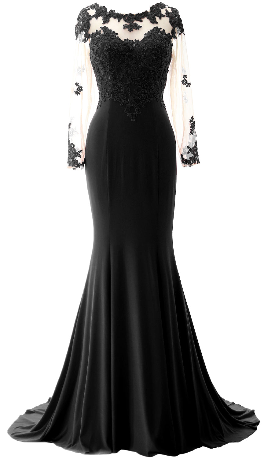 MACloth Damen Meerjungfrau Langarm Abendkleid Jersey Kleid für die Brautmutter