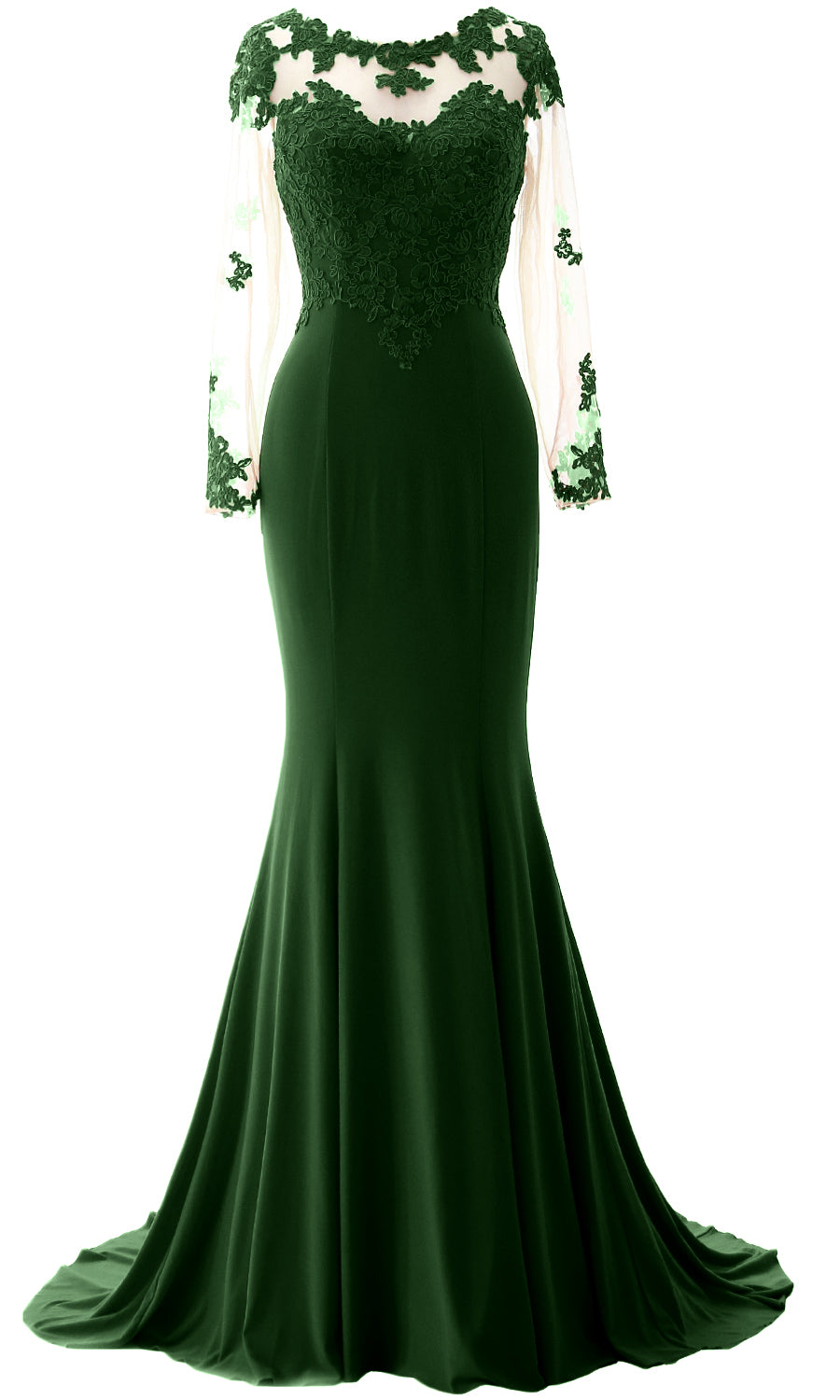 MACloth Damen Meerjungfrau Langarm Abendkleid Jersey Kleid für die Brautmutter