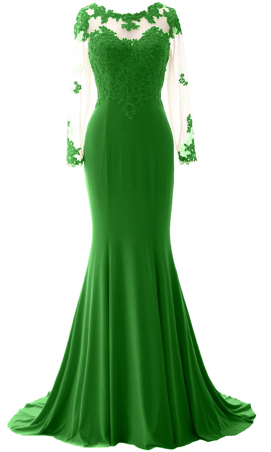 MACloth Damen Meerjungfrau Langarm Abendkleid Jersey Kleid für die Brautmutter