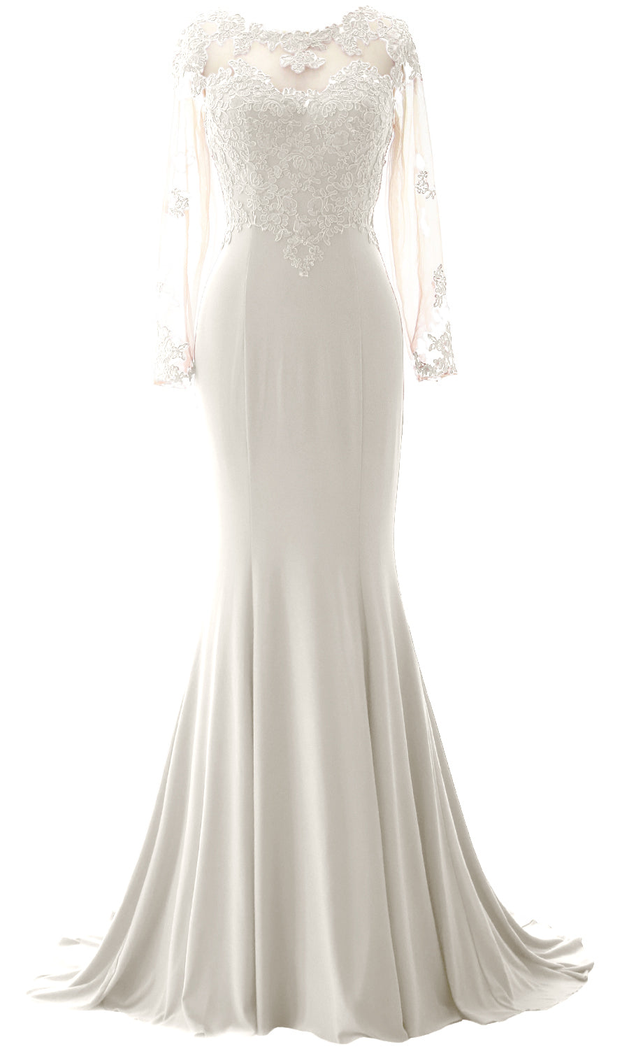 MACloth Damen Meerjungfrau Langarm Abendkleid Jersey Kleid für die Brautmutter