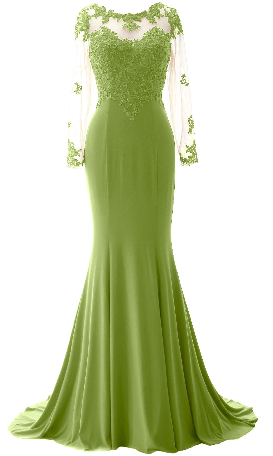 MACloth Damen Meerjungfrau Langarm Abendkleid Jersey Kleid für die Brautmutter