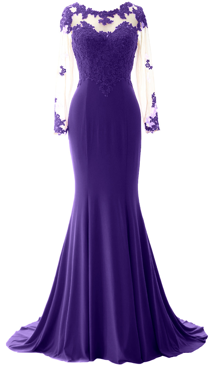 MACloth Damen Meerjungfrau Langarm Abendkleid Jersey Kleid für die Brautmutter