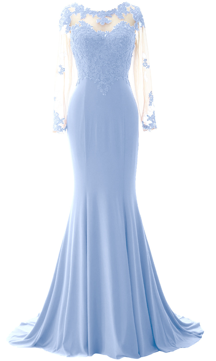 MACloth Damen Meerjungfrau Langarm Abendkleid Jersey Kleid für die Brautmutter