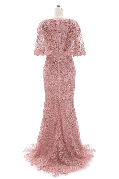 MACloth Women V Neck Half Bell Sleeve Long Prom Evening Ball Gown Pageant Dresses