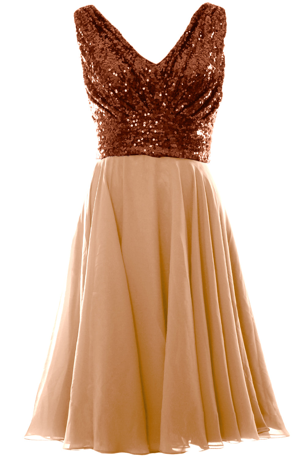 MACloth Women V Neck Sequin Short Wedding Bridesmaid Dresses Mother of Bride