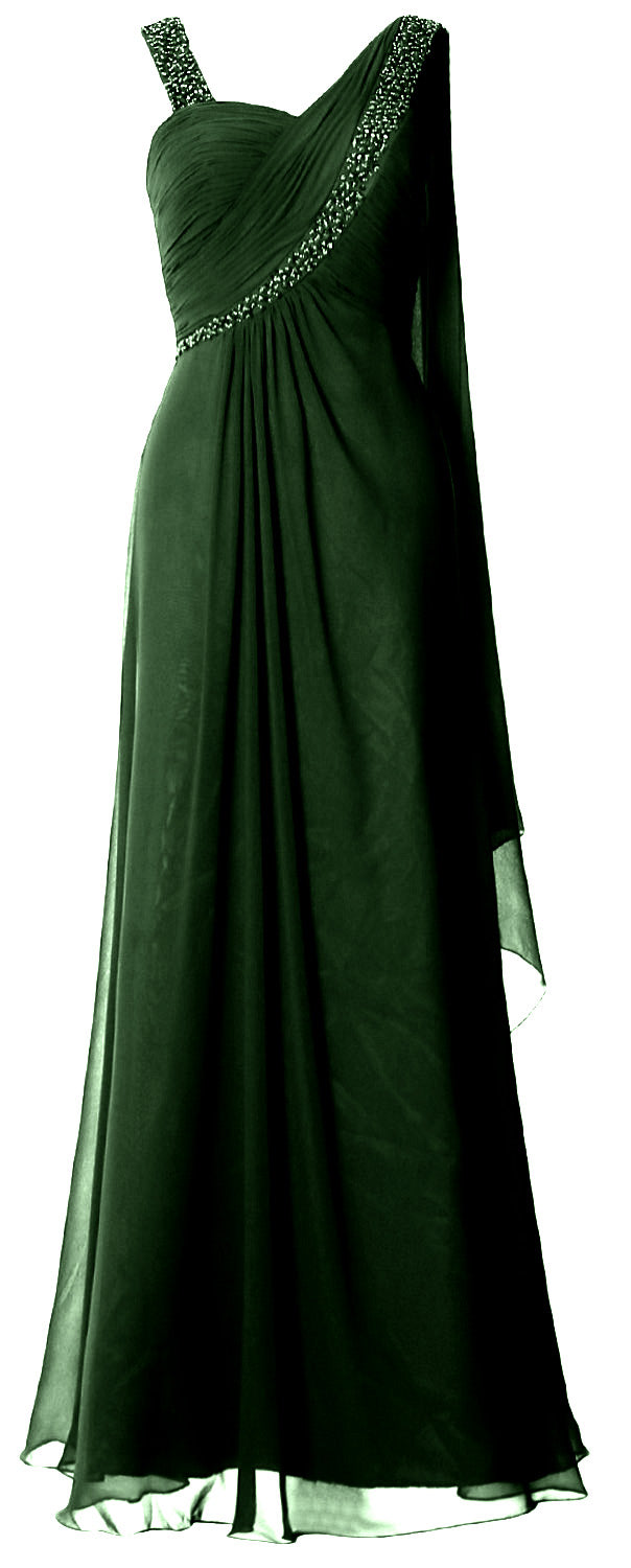 MACloth Women Beading Long Pleated Prom Dresses Evening Party Formal Gown