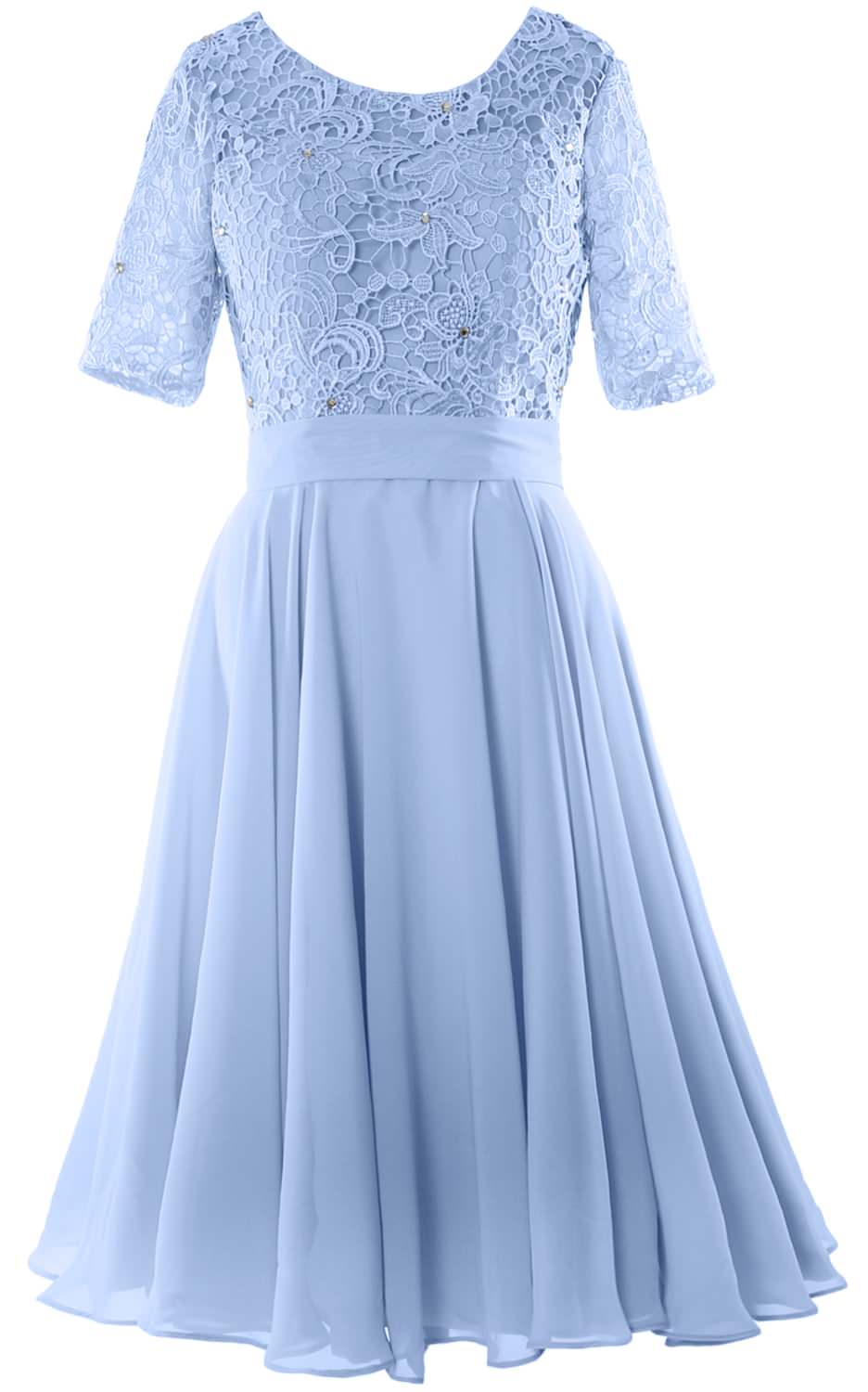 MACloth Women Short Mother Bride Dresses Half Sleeve Wedding Guest Dinner Lace