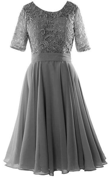 MACloth Women Short Mother Bride Dresses Half Sleeve Wedding Guest Dinner Lace