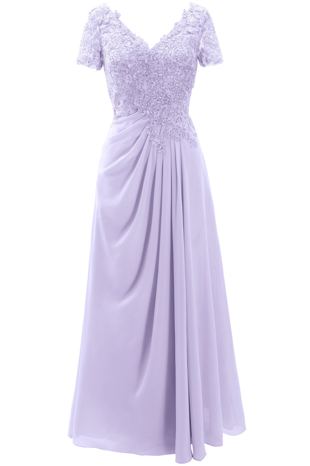 MACloth Damen Kleider für die Brautmutter, kurzärmlig, Spitze, für Hochzeit, Abendkleid