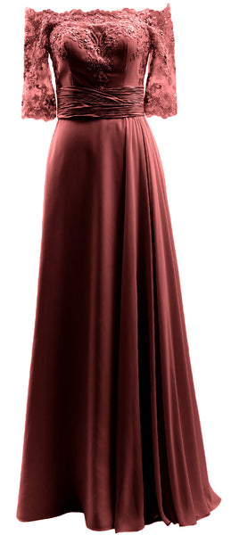 MACloth Women Mother of Bride Dresses Off Shoulder Lace Long Formal Evening Gown