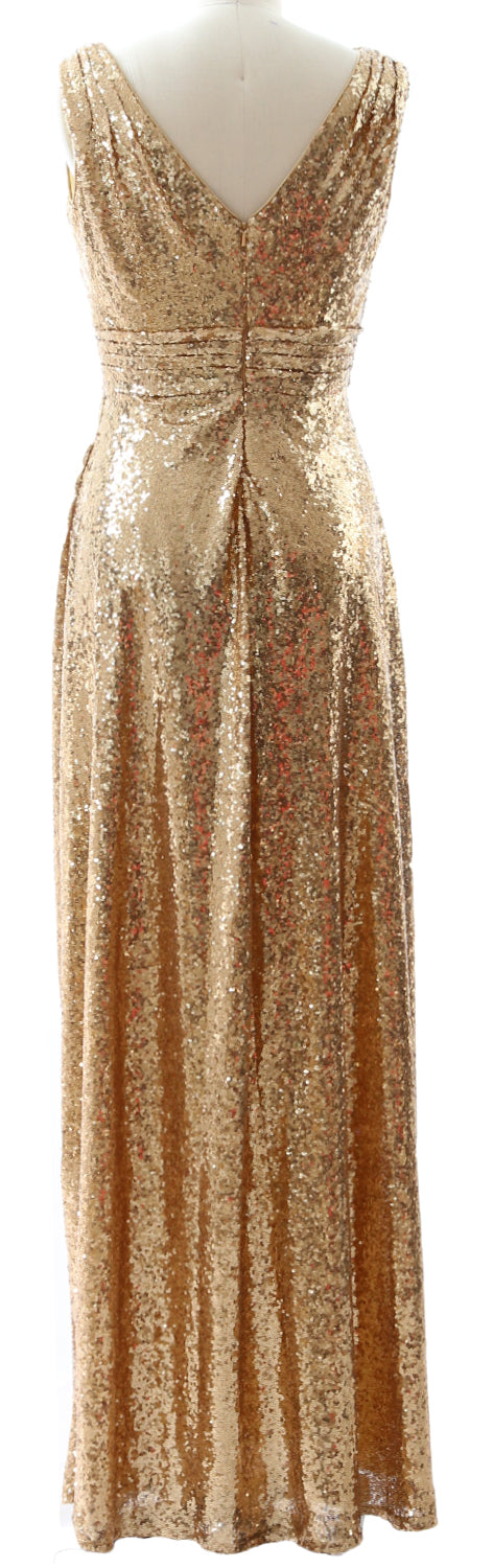 MACloth Women Bridesmaid Dresses V Neck Sleeveless Sequin Formal Eveni MACloth Women Bridesmaid Dresses V Neck Sleeveless Sequin Formal Eveni