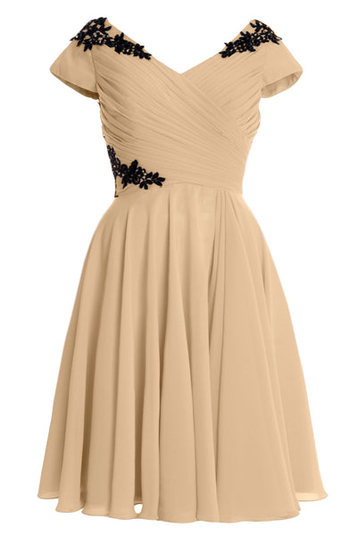 MACloth Women Mother of Bride Groom Dresses Short Cap Sleeve Bridesmaid BD MoH