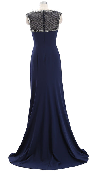 MACloth Women Cap Sleeves Beaded Mother of the Bride Gown Formal Evening Gown