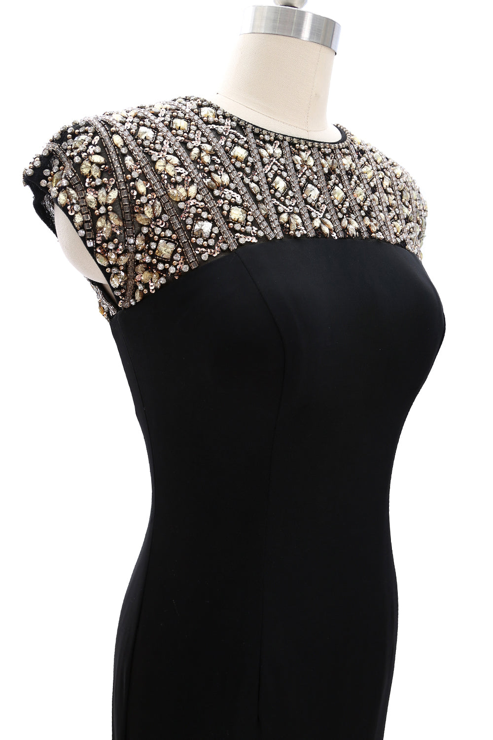 MACloth Women Cap Sleeves Beaded Formal Evening Gown Long Mother of Bride Dress