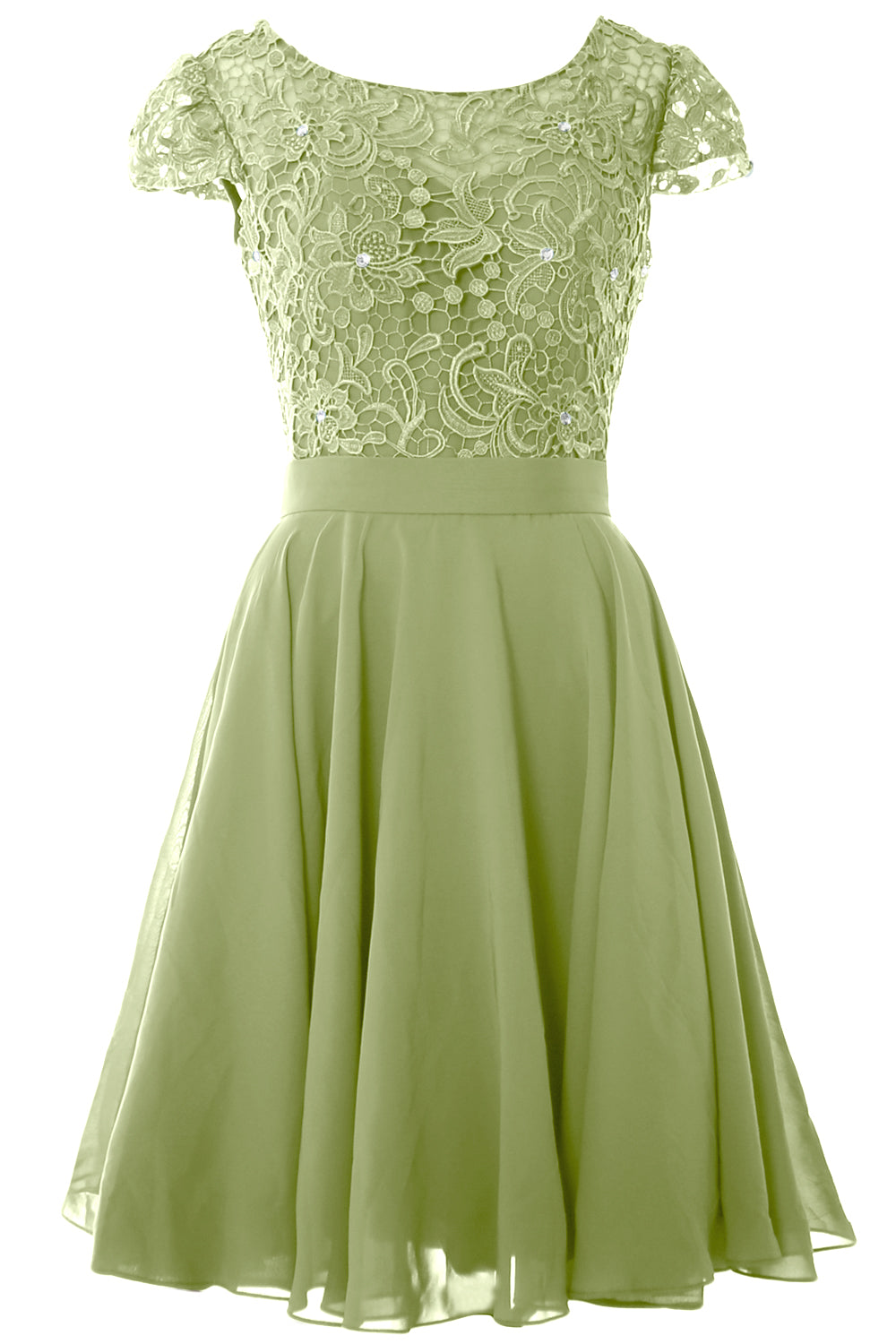 MACloth Women Short Cap Sleeve Lace Wedding Bridesmaid Mother Dresses Homecoming