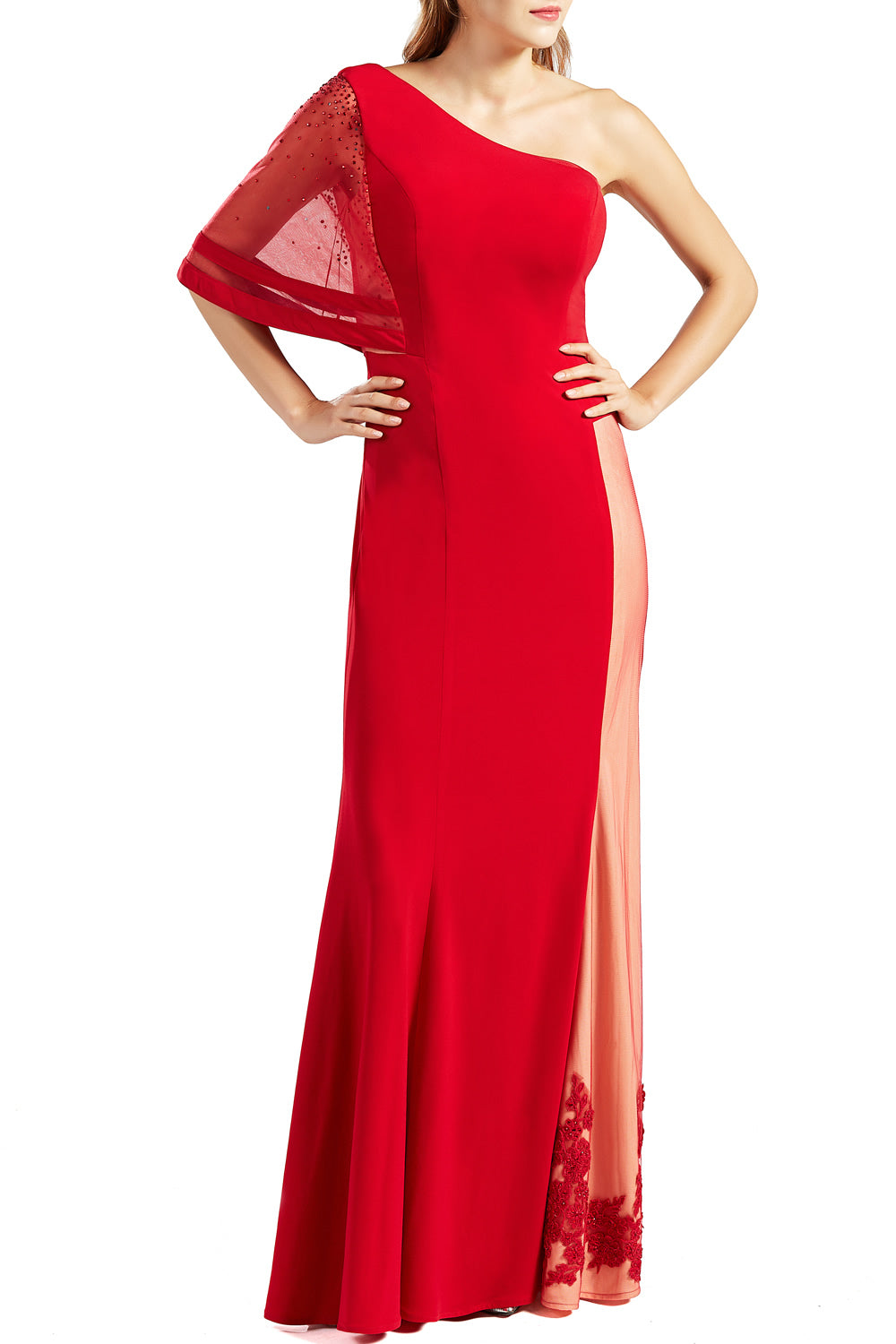 MACloth Women One Shoulder Prom Evening Gown Long Jersey Formal Party Dresses