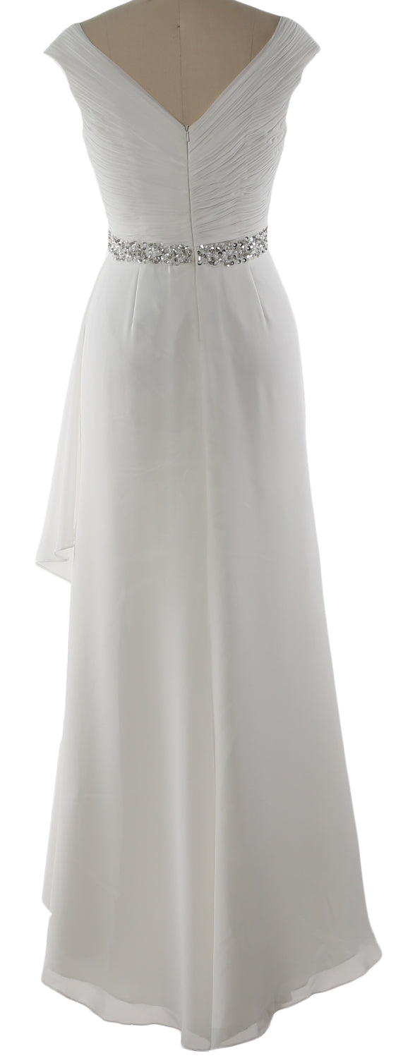 MACloth Plus Size Prom Dresses High Low V Neck Wedding Party Formal Evening Gown