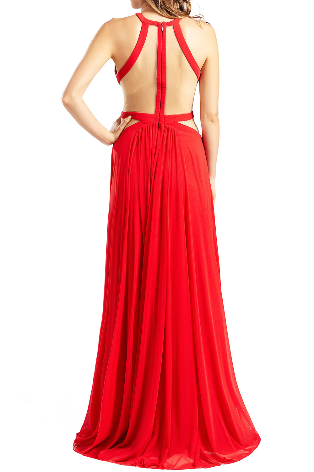 MACloth Damen Neckholder-Ballkleid mit Ausschnitt, formelles Abendkleid für Hochzeit, Party, Ballkleid