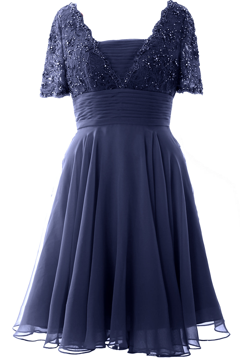 MACloth Damen Kleid für die Brautmutter, kurze Ärmel, Spitze, für Hochzeit, Party, formelles Kleid