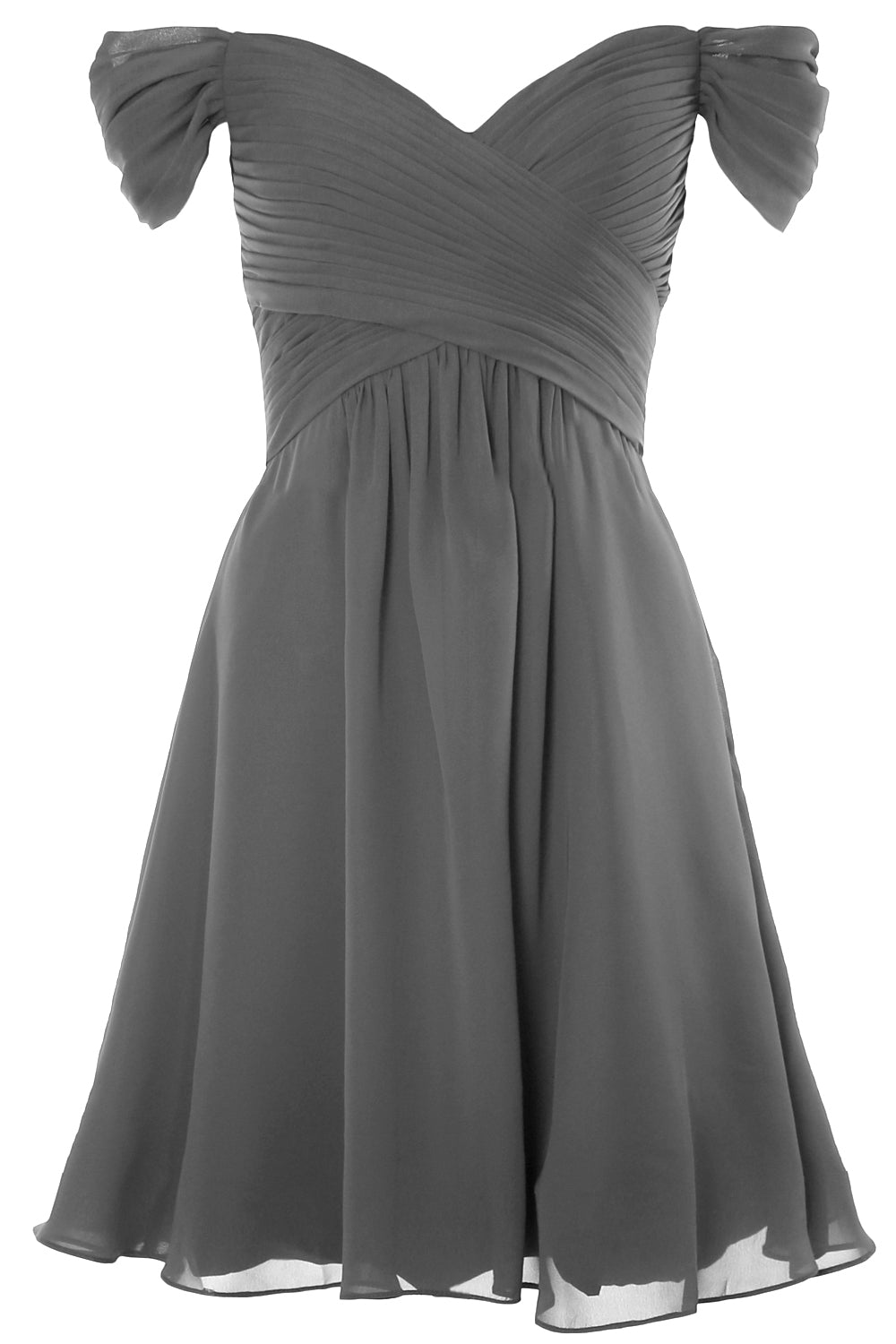 MACloth Damen Schulterfreies, kurzes Brautjungfernkleid für Hochzeit, Party, formelles Kleid