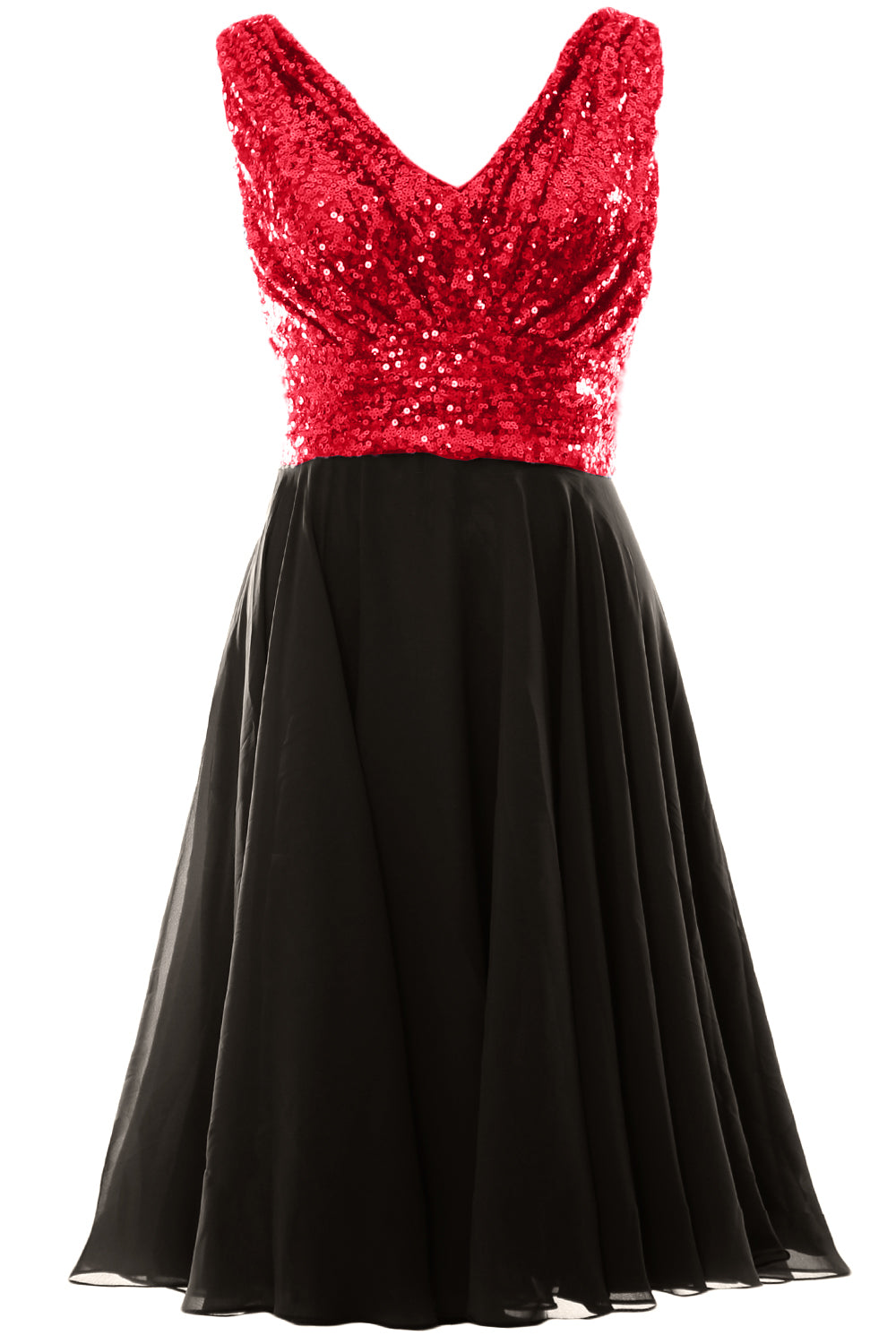 MACloth Women V Neck Sequin Short Wedding Bridesmaid Dresses Mother of Bride