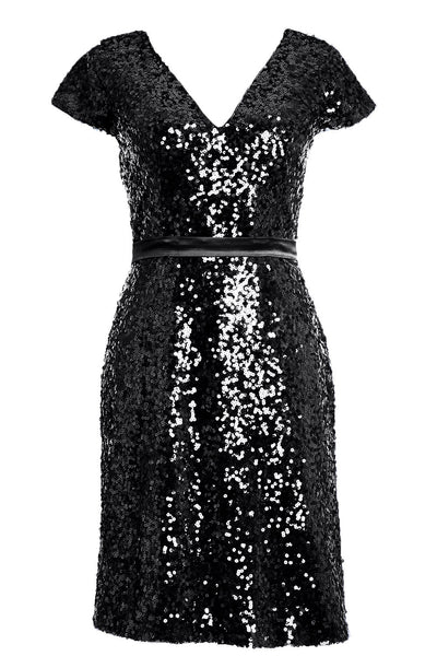 MACloth Elegant Cap Sleeve Sequin Bridesmiad Dress Cocktail Party Dresses LBD