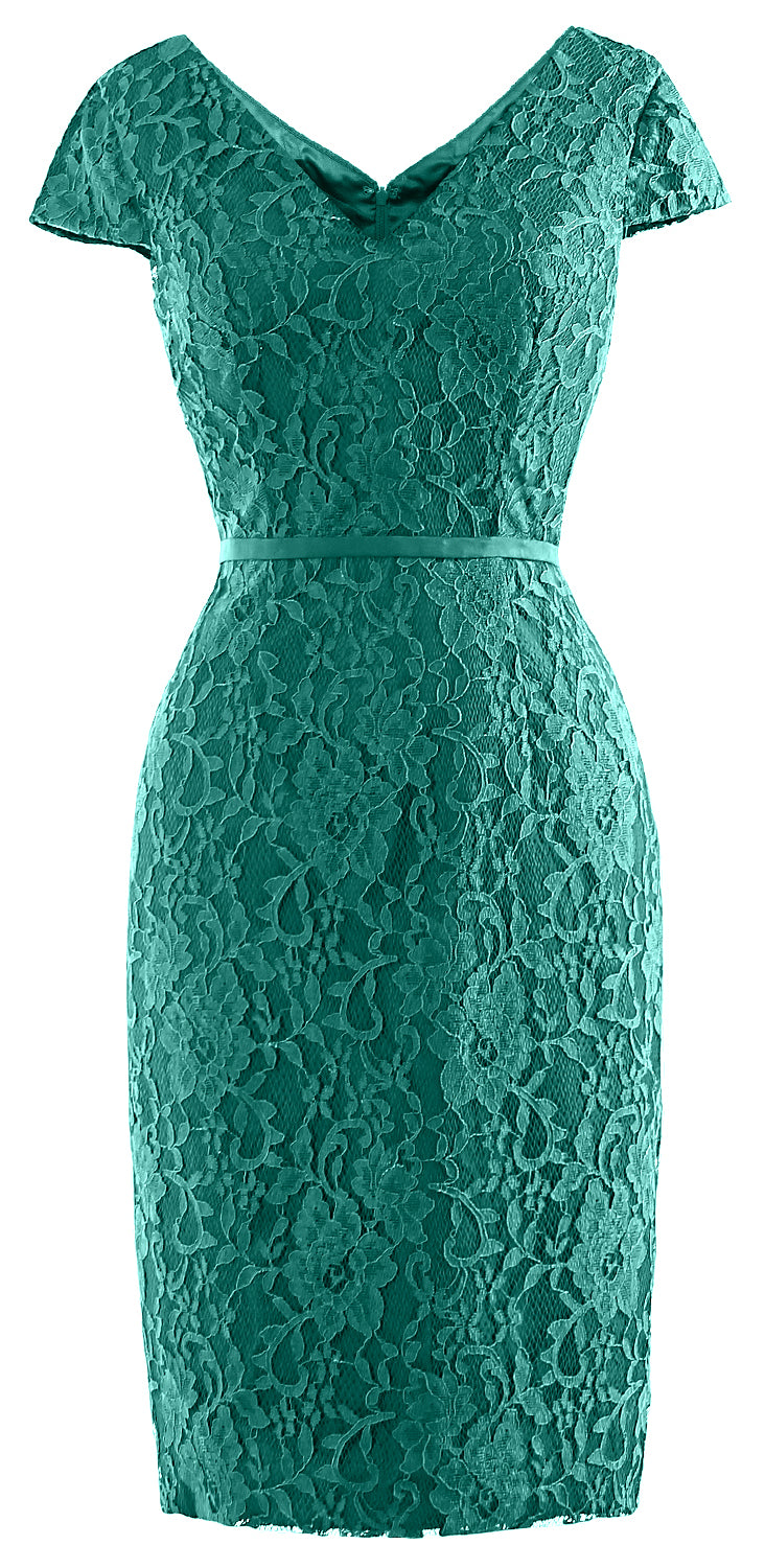 MACloth Women Vintage Short Lace Cap Sleeve Mother of Bride Dress Wedding Party